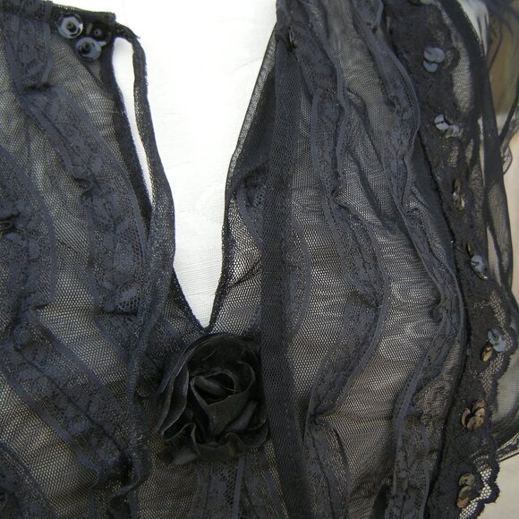 Upcycled One Of A Kind Black Sheer Sexy Top - MEDIUM - Picture 7 of 7